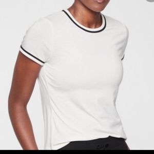 Athleta top white essence ringer tee small
